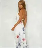 Robes décontractées wyblz 2024 robe d'été Femmes Maxi Sexy Sexy Backless Boho Floral Imprime à lacets Red Holiday Beach Party Split Long