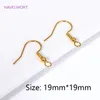 50pcs / lot 18 km fil d'oreille plaqué or avec boucle, laiton des crochets errings accrocheur bricolage boucles d'oreille de fabrication accessoires bijoux de fabrication de bijoux