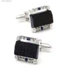 Cuff Links Men Cufflinks TOMYE XK23036 Luxury Blue Sandstone and Rhinestone Square Silver Color Formal Shirt Cuff Links for Wedding Gifts Y240411