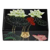 Chinês 2 camadas 21x14mm Caixa de jóias de madeira grande retro com espelho Blooming Flower Painting Manual Caixas de casamento Armazenamento de presente