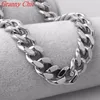 Granny Chic Wysoka jakość 316L Naszyjnik ze stali nierdzewnej Bransoletka Krawężnik Cuban Link Srebrny kolor męski łańcuch o szerokości 17 mm 7-40quo251s