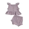 Clothing Sets CitgeeSummer Toddler Baby Girl Outfits Sleeve Button Ruffle Tops Shorts Set Casual Clothes