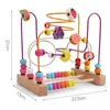 Drewniana kolejka górska koralika labirynt Montessori Maze Circles wokół koralików Abacus Math Toys Baby Development Dzieci