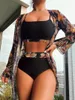 Women's Swimwear 2024 Sexy Printed Separated Swimsuit 3-piece Set Women