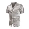 Chemises décontractées pour hommes Men de la chemise respirante élégante Satin V cou avec un collier de remin-down tissu doux formel pour le bureau