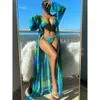 بدلة السباحة نساء الانقسام ثلاث قطع مجموعة instagram الأكمام الطويلة