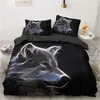 Copertura del piumone lupo Safari Animali per la famiglia Wolf Copertura stampata Foresta di boschi per decorazioni per la camera da letto Regalo per uomini da donna per bambini