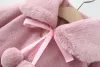 動物babzapleume fall冬の赤ちゃん毛皮のコート幼児少女ジャケット韓国の暖かいフリースぬいぐるみかわいいイチゴのショール新生服021