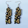 Dangle Ohrringe 1Pair Glitter Acryl 2024 Jahre Weihnachtshut Drop für Frauen Girls Geschenke Mode Schmuck