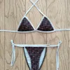 Kvinnors bikini designer badkläder klassisk f brev tryck en bit baddräkt sexig slips baddräkt storlek s-3xl