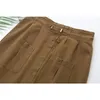 Plus Size XL4XL Womens Autumn Winter Elastic Waist Cargo Skirts Ladies Elegant Female Aline with Back Slit 240328