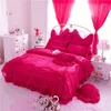 Set di biancheria da letto set di cotone coreano rosa principessa in stile letti fogli piumino da matrimoni 2024