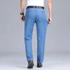 Lente zomer dunne heren lyocell ijs zijden jeans los rechte drape elasticiteit denim broek merk zakelijke casual broek 40 42 240403