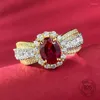 Bonnes de cluster 925 Bijoux Sterling Silver Mirco CZ 6x8 mm Forme ovale rouge