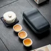 Zestawy herbaciarskie beżowy zestaw do herbaty Travel Travel Szybki filiżankę ceramiczna przenośna ręka prezentowa chińska garnek