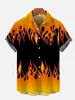 Men's Casual Shirts Red Flame Pattern Printed Hawaiian Loose Short-sleeved Shirt Tops European Size S-5XL