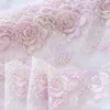 16CM Wide Luxury Mesh Voile Embroidery Pink Tulle Lace Fabric Party Wedding Dresses Underwear Sewing Supplies Handicraft African