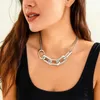 Correntes punk exagerado geométrico Big Buckle Link Chain Pingente Colar para mulheres Acessórios minimalistas de jóias de moda