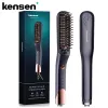 Brushes Kensen beard straightener Brush Comb Hair Straightener Men Quick Beard Straightening Curling Styling Negative Iron Heating Comb