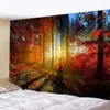 Paysage de la forêt naturelle Tapisserie murale Tapisches suspendues de la scène psychédélique Mandala Home Art Mur décor boho décor de yoga feuille de matelas R0411