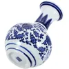 Vases Vase en porcelaine bleu et blanc simple fleur de bureau en céramique simple pour arrangement petit décor rétros