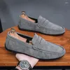 Sapatos casuais Spring Men Spring Autumn Lazy Soled Soled Flats acionando mocassins de couro H669