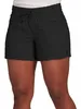 Women Fashion Casual Solid Color Elastic Waist Split Shorts Short Pants 240407