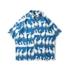 Camicie casual maschile 2024 camicia streetwear da uomo divertente grafica di anatra hawaiane aloha hip hop hip hop estate street beach maniche maschio maniche corte