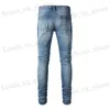 Jeans maschi maschi cristallo stretch jeans jeans strtwear patch dipinto di pantaloni asolati curitti strappati i pantaloni strappati t240411