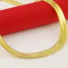 Thin Soft Herringbone Chain Necklace Pure Gold Color 18K Yellow Plated Punk Hip Hop Jewelry For Mens Boys 10mm 24 Chains1852