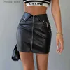 Gonna sexy Whereyery Y2K Multi Zipper PU Leather Skirt Y High-Waist Bodycon Women Hip Skirts 2023 Summer Grunge Streetwear Mini Abite L410