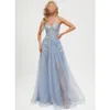 A-line Prom Evening Woman Tulle V-neck Long Elegant Formal Ocn Dresses 2024 Sleeveless Party Tail Gown