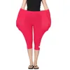 XL-7XL Summer feminino de tamanho grande de pijamas calças elásticas estampadas de calça de calça de calças capris de calças finas do sono