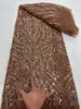 Tissu de dentelle africain 2024 Piseaux de base de broderie perlées Nigérian Français en dentelle en tulle français de haute qualité pour robe de mariée