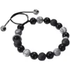 Bracelet d'obsidien pour hommes en pierre volcanique Niche Niche haut de gamme Sentiment de perles de perles exquises