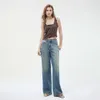 Édition étroite jeans de jambe large pour femmes printemps 2024 Nouveau pantalon mince élastique élastique haut de taille pantalon