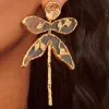 Tempérament vintage Gold Color Livale de libellule boucles d'oreilles pour femme bijoux de fête