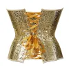 Corsetti in pelle argento oro superiore overbust bustier cincco corselet women sexy women style vintage nightclub clubwear plus size