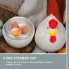 Podwójne kotły domowe plastikowe jajka kubek parowy gotowany pojemnik (biały)