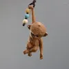 Figurines décoratives Animal Singe Pendant Wood Scouping Creative Creative Migne Handle Car Bag Sac Statue Décoration Accessoires