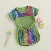 Clothing Sets Toddler Baby Kids Girls 2Pc Summer Clothes Sequin Floral Cotton Short Sleeve T-Shirt And Shorts Set Cute Outfit