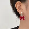 Boucles d'oreilles en peluche Belle boucle d'oreille perle de nœud pour femme elegante velours bowknot géométrique gouttes d'oreille de mariage danglers bijoux de mode fille