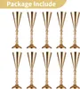 10 PCs Gold Metal Wedding Flower Trompete Vase, Tisch dekoratives Herzstück Künstlicher Blumenzeremonie Party Geburtstagsereignis