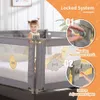 Extra lange bedspoorbeschermer voor peuters - stevige allround babybed hek voor baby's veiligheid - past bij koningin en koning matras, grijs