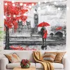 Peinture à l'huile Paris Eiffel Tower Tapestry City European City Landscape Mur suspendu rose Tapisserie Salon Home Decor Dorce