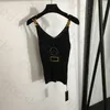 Sequin Embroidery Camisole Dresses Womens Sexy Slim Knitted Halter Dress Thin Summer V Neck Crop Tops