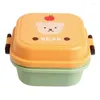 Bouteilles de rangement enfants coloré coloré petite boîte à lunch portable portable à 2 couches scellées contenant de fruits micro-ondes bento