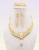 Zestawy biżuterii dla kobiet Dubai 24K Gold Color Indie Nigeria Wedding Gifts Naszyjka kolczyki Bransoletka Zestaw Etiopia Jewellery 2016334197