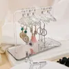 Acryltransparente Ohrringe Stand Organizer Kleiderbügel Form Tabletop Schmuck Display Halter für Ohrringe Halskettenschlüsselregal