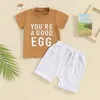 Vêtements Enfant Baby Boy Boy Tenue de Pâques Toddler Toddler Summer Summer Lettres à manches courtes T-shirt Impression avec short 2 Piece
